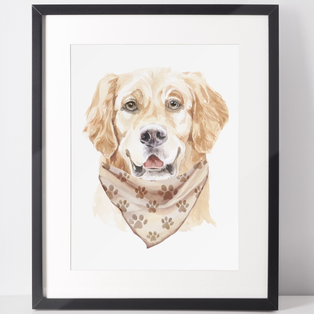 Watercolor Retriever Pet Dog Wall Art Illustration Print Poster Card Unframed - Picture 1 of 7